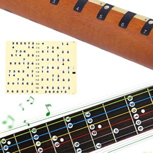 Guitar Fretboard Stickers,1pc Colorful Guitar Fretboard Note Decal with 1pc Guitar Fretboard Stickers Numbers and 2pc Guitar Pick for Beginner Learner Practice Fit 6 Strings Acoustic Electric Guitars…