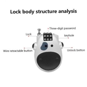 Retractable Cable Lock Mini Lock Number Padlock Luggage Locks with Cable for Suitcases Bike Snowboard Stroller