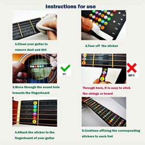 Guitar Fretboard Stickers,1pc Colorful Guitar Fretboard Note Decal with 1pc Guitar Fretboard Stickers Numbers and 2pc Guitar Pick for Beginner Learner Practice Fit 6 Strings Acoustic Electric Guitars…