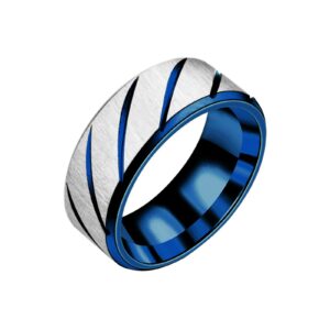 band rings for men stainless steel spinner- ring mens trendy ring cool ring spinner-rings simple turnable frosted color fingering for men anxiety rings women wedding band rings (blue, 10)