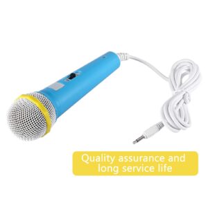 Estink Wired Microphone, Classic Wired Dynamic Microphone 3.5mm Jack Lightweight No Battery for Kids Singing Mechine Home Wired Microphone(Blue)