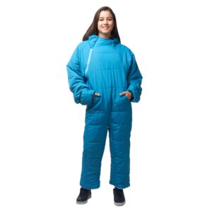 selk'bag lite wearable sleeping bag - outdoor and indoor sleeping bags for camping, hiking, backpacking - lightweight sleeping bag suit - temp rating 48-55 degrees f - teal sunlight - blue - large