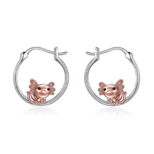 tiger rider axolotl hoop earrings for women 925 sterling silver axolotl jewelry