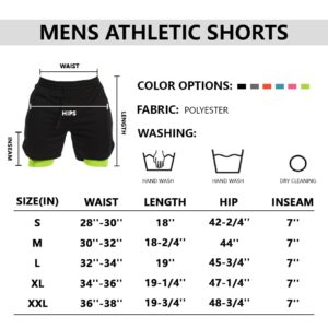 JWJ Mens 2 in 1 Running Shorts Quick Dry Gym Athletic Workout Clothes with Side Pockets,Black White X-Large