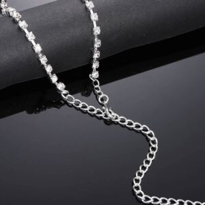 Blindery Sexy Body Bracket Rhinestone Body Chain Jewelry Silver Belly Waist Chain Bikini Party Club Chest Chain for Women and Girls (Cross)