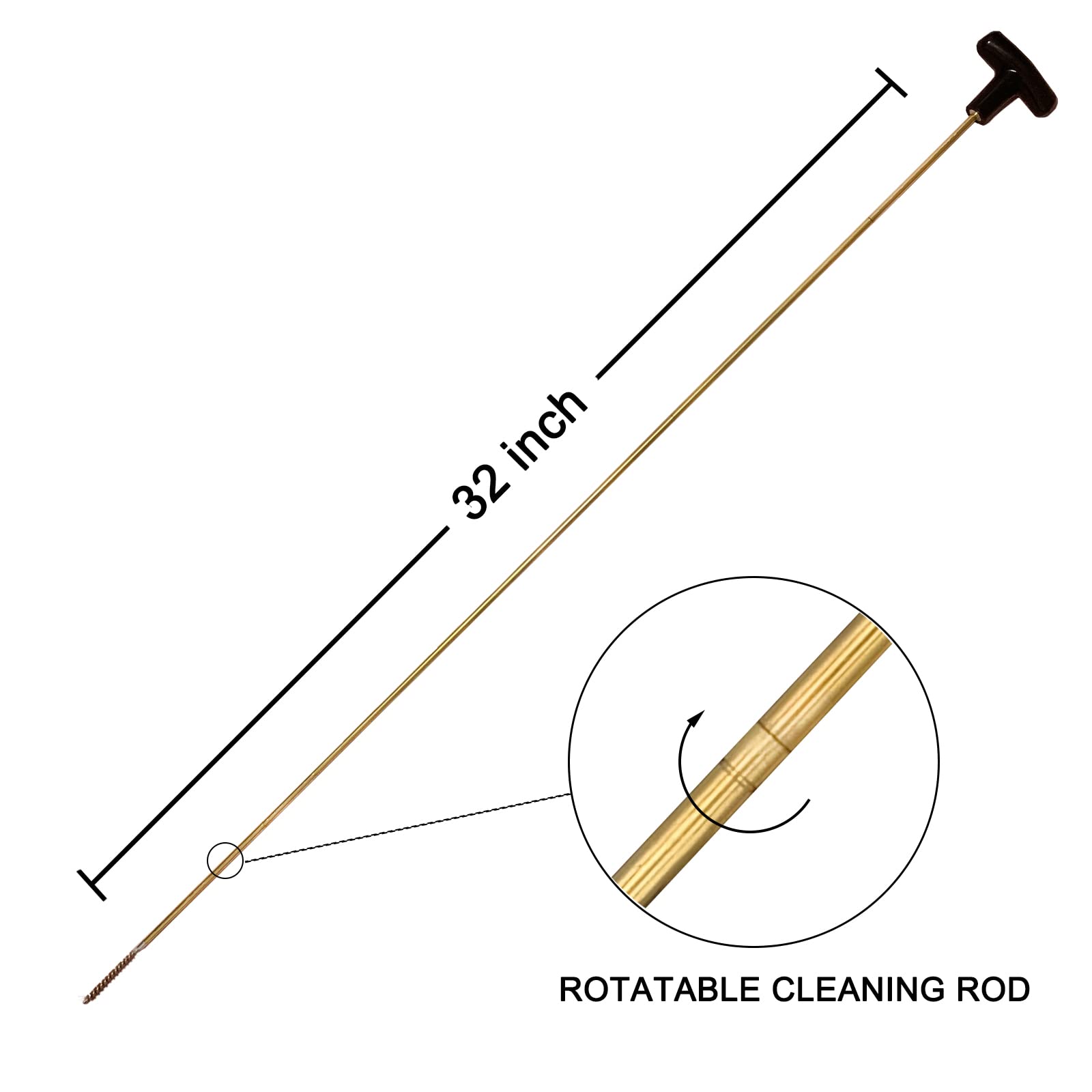 APCHYWELL Rifle Pistol Gun Cleaning Kit for 22LR .22 Cal with Gun Snakes, Bore Chamber Brushes, 32inch Brass Cleaning Rod, Cotton mop, in Compact Zippered Case