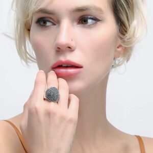 Aprilery Silver Cross Rings for Women, Fashion Statement Ring Wide Chunky Ring Band Cocktail Costume Jewelry Gifts for Her