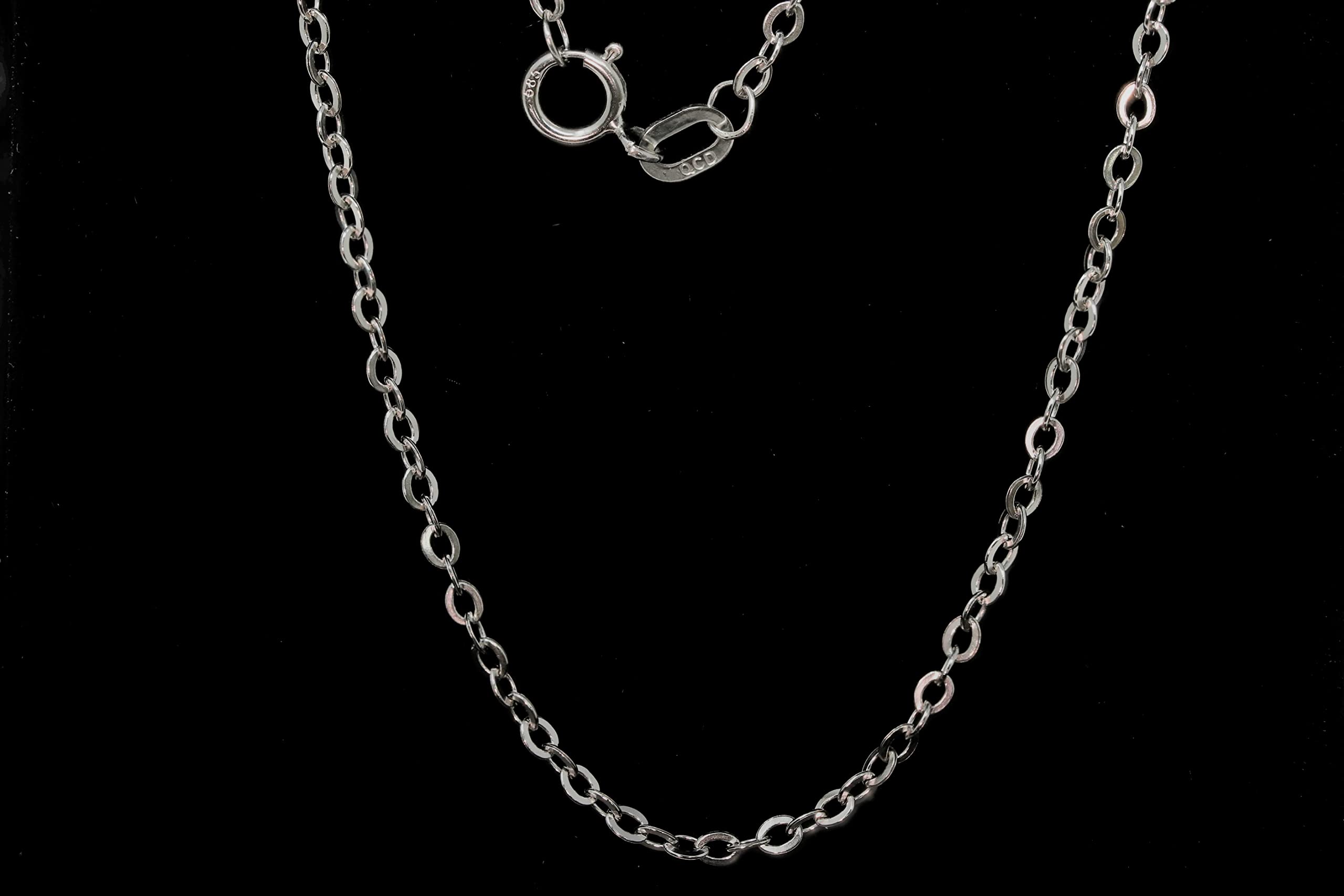 KOKAV 14K White Gold Cable Chain 2mm width and 18" length