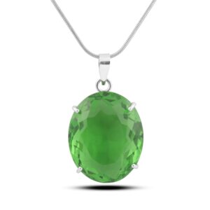 GEMHUB Loose Gemstones For Necklace 100.00 Carats. Green Amethyst Oval Cut Sterling Silver Gemstone Pendant With Chain, Healing Pendant, Mothers Day Special