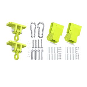 Highpro 2 Swing Set Brackets and 2 Swing Hangers for Wooden Sets Heavy Duty Swingset Hardware Swing Set Parts Outdoor Swing Set Accessories with Locking Hooks for Porch, Patio, Playground Indoor/Outdo