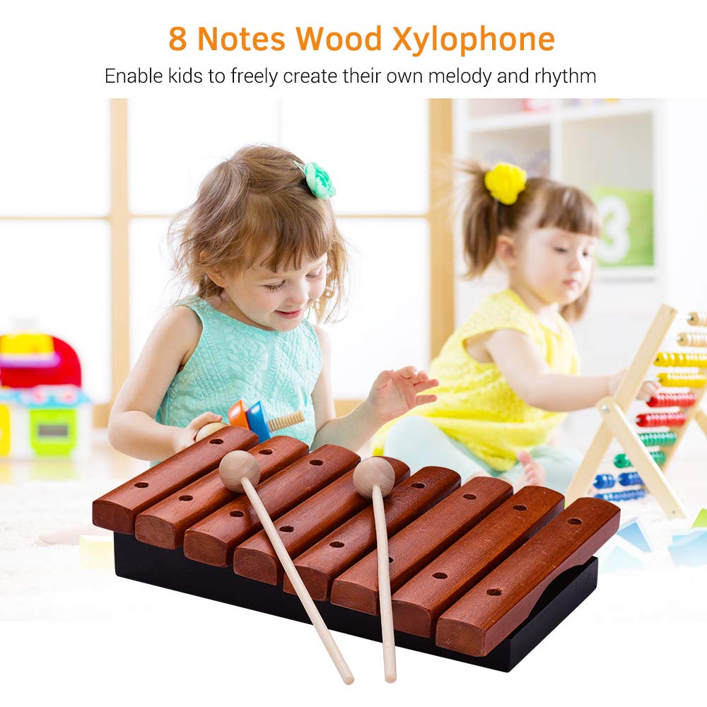 Btuty 8 Notes Wood Xylophone Includes 2 Wooden Mallets Music Tools Percussion Instrument