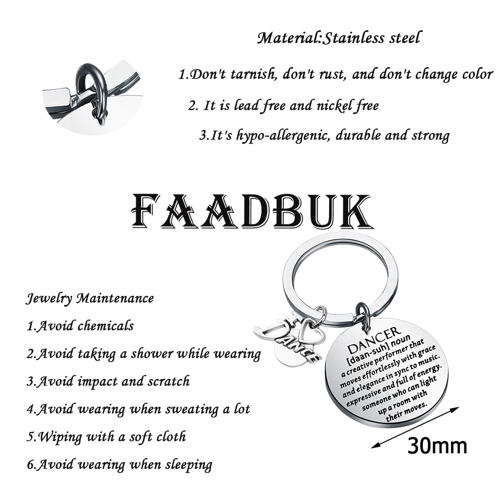 FAADBUK Dance Keychain Dancer Gift Dancer Lovers Gift Dance Teacher Gift Dance Team Gift (Dance Keychain)