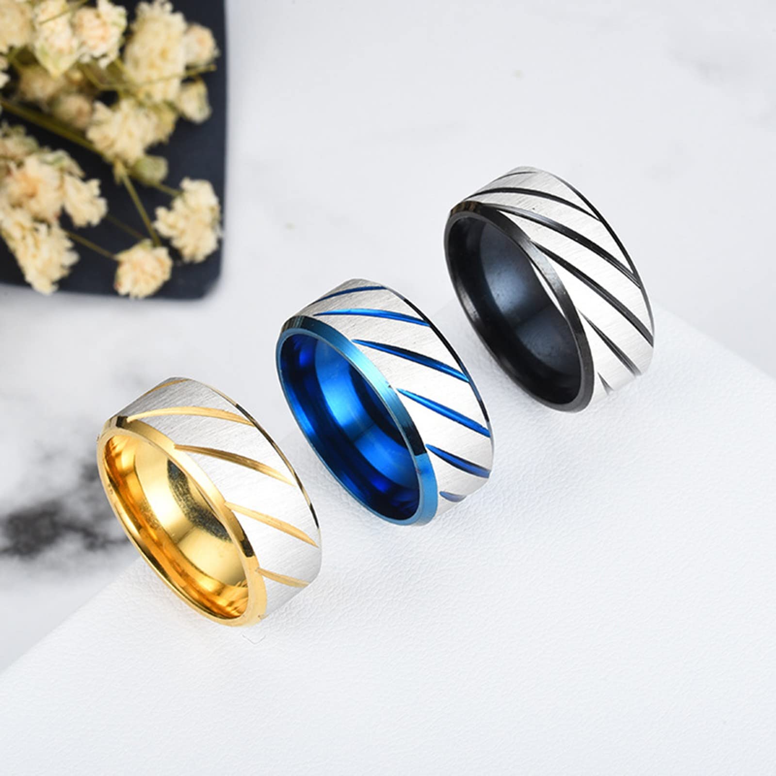 Band Rings for Men Stainless Steel Spinner- Ring Mens Trendy Ring Cool Ring Spinner-Rings Simple Turnable Frosted Color Fingering for Men Anxiety Rings Women Wedding Band Rings (Blue, 10)