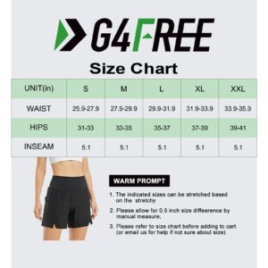 G4Free Athletic Running Shorts for Women Lightweight Quick Dry Workout Gym Shorts with Pockets 5" (Black, XXL)