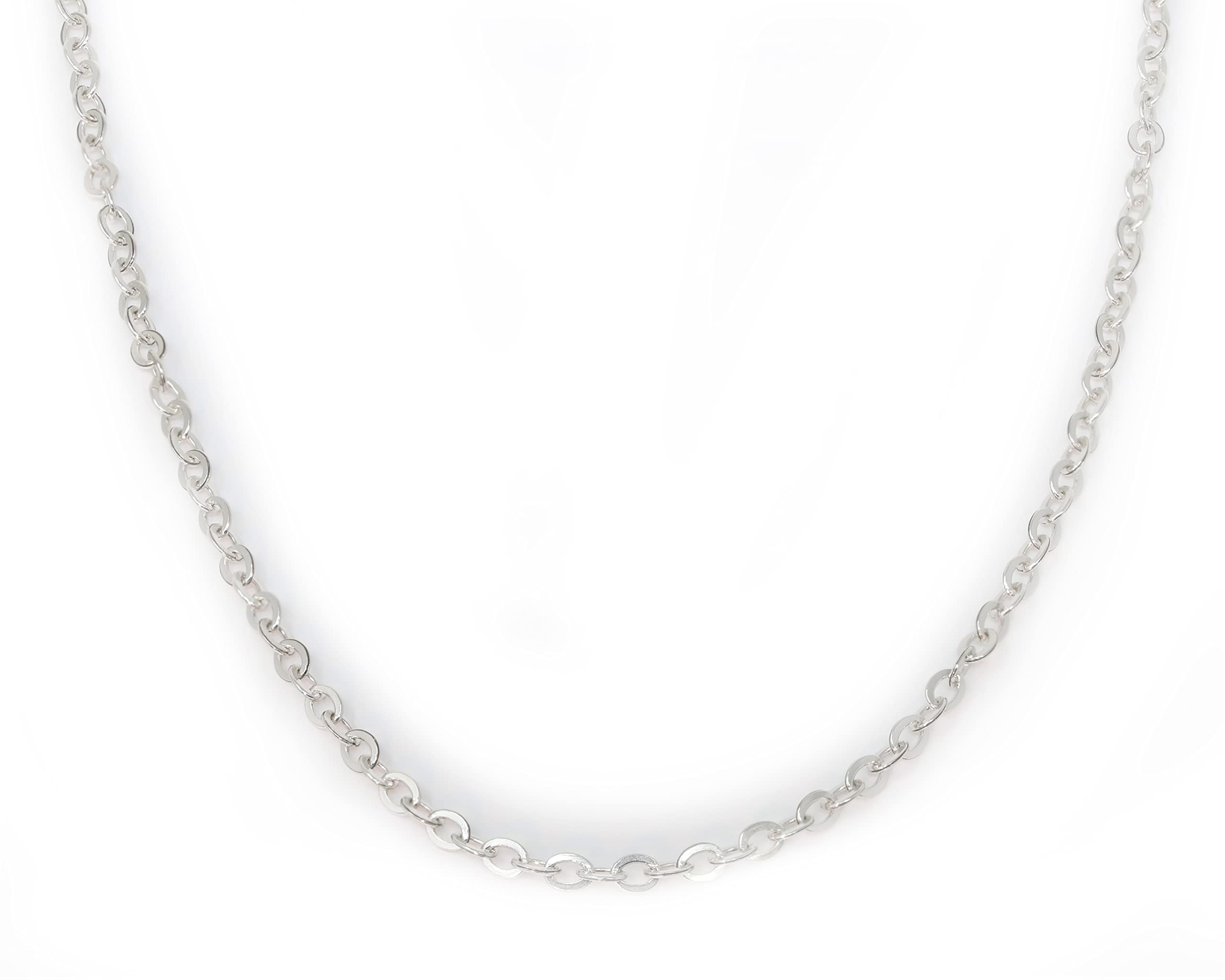 KOKAV 14K White Gold Cable Chain 2mm width and 18" length