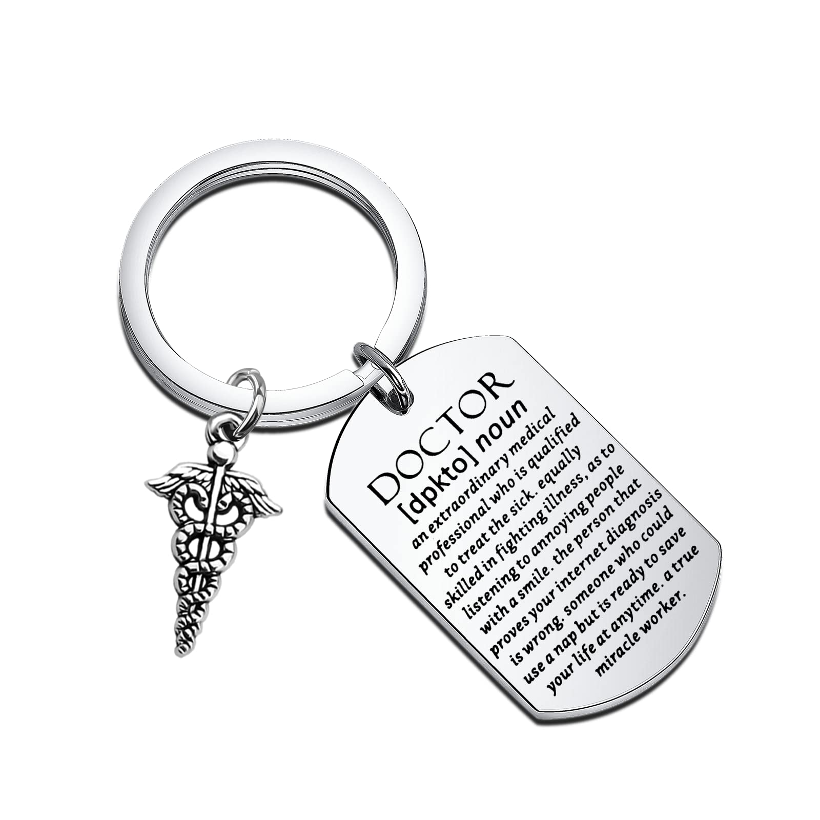 FAADBUK Doctor Keychain Doctor Thank You Gift Caduceus Charm Medical Jewelry Medical Student Graduation Gift (Doctor Keychain)