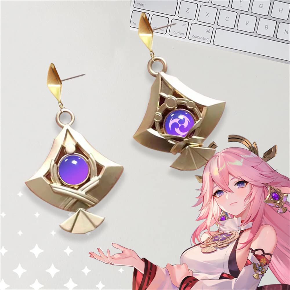 Anime Yae Miko Theme Ear Stud Earrings Take Photo Props Cosplay Costume Accessories Jewelry