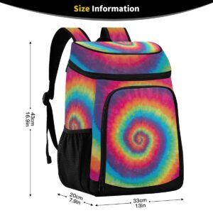 Swirl Tie Dye Cooler Backpack Leakproof Backpack Cooler Insulated Lunch Cooler Bag 30 Cans Camping Coolers for Beach Grocery Shopping Fishing