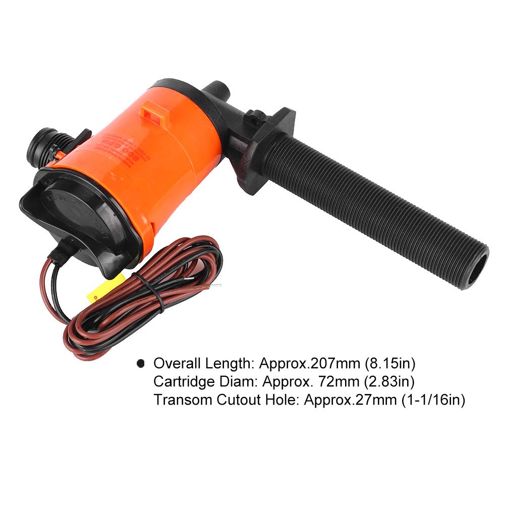 Estink Pump, 12V 800GPH Live Bait Aerator Submersible Cartridge Boat Bilge Pump Boat Accessory SFBPIG800-05 90 Degree Boat Aerator Pump