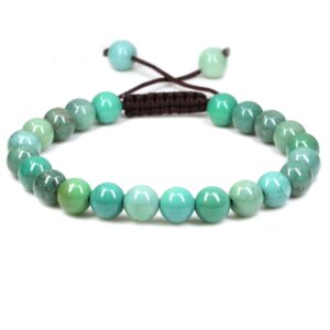 keleny natural green chrysoprase 8mm round beads adjustable braided macrame tassels bracelets unisex