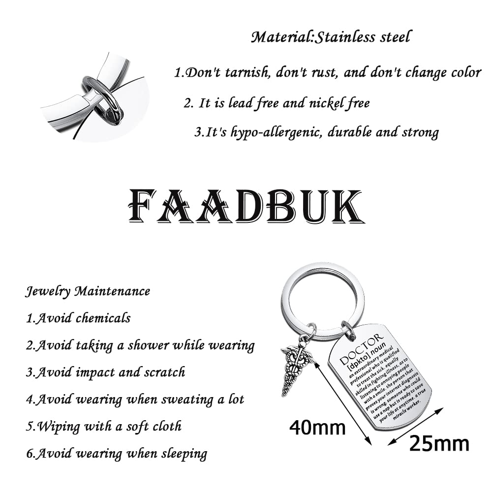 FAADBUK Doctor Keychain Doctor Thank You Gift Caduceus Charm Medical Jewelry Medical Student Graduation Gift (Doctor Keychain)