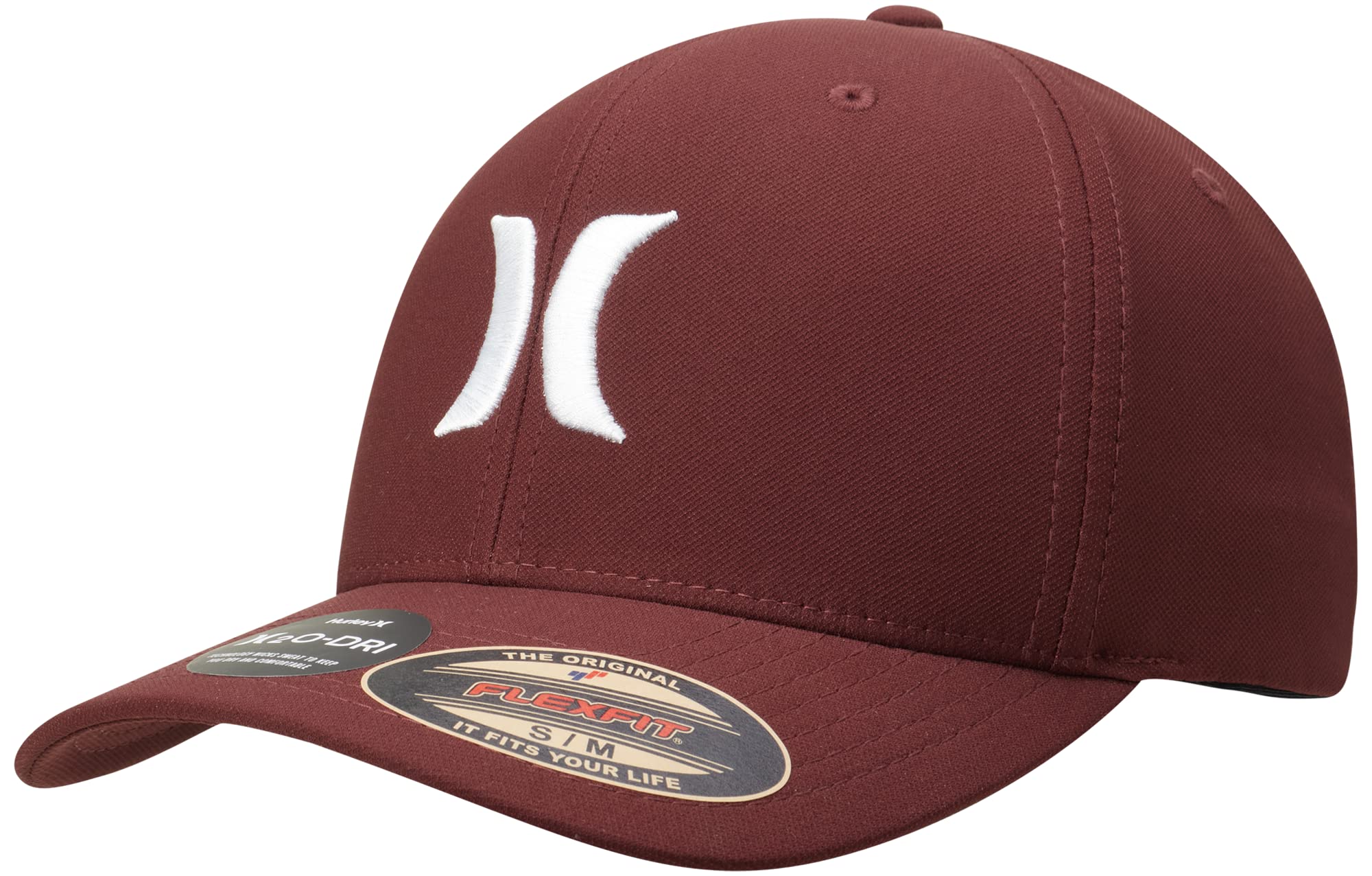 Hurley Men's H20 Dri One & Only Flexfit Baseball Cap, Size Large-X-Large, Burgundy