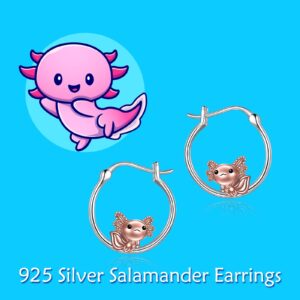 TIGER RIDER Axolotl Hoop Earrings for Women 925 Sterling Silver Axolotl Jewelry