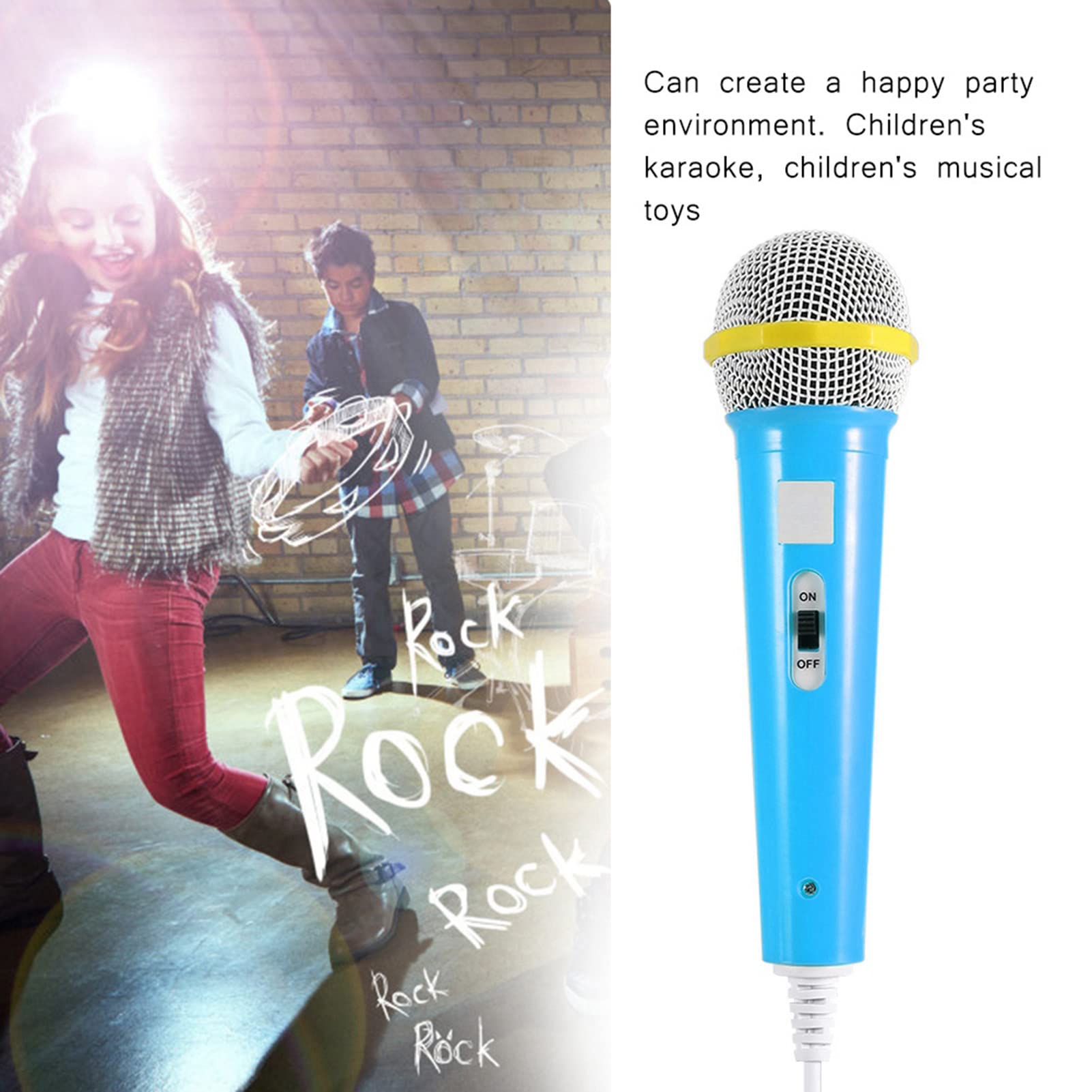 Estink Wired Microphone, Classic Wired Dynamic Microphone 3.5mm Jack Lightweight No Battery for Kids Singing Mechine Home Wired Microphone(Blue)