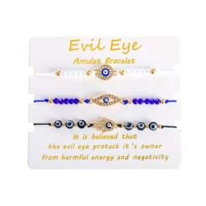 BONITTER Evil Eye Bracelets Mexican Handmand String Kabbalah Mal de ojo Protection Bracelets Gift For Women Men