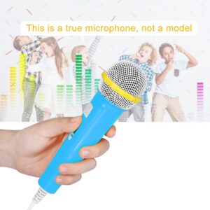 Estink Wired Microphone, Classic Wired Dynamic Microphone 3.5mm Jack Lightweight No Battery for Kids Singing Mechine Home Wired Microphone(Blue)