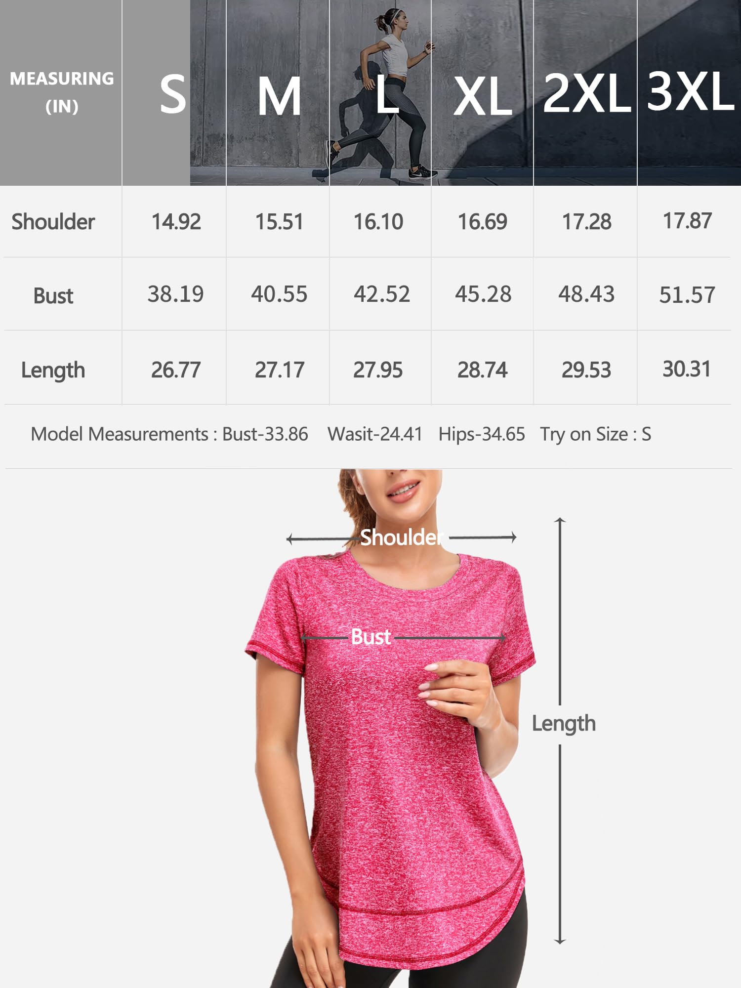 Abrooical Women's Athletic Short-Sleeved Running T-Shirts Lightweight Quick Dry Workout Training Yoga Crewneck Tops Red X-Large