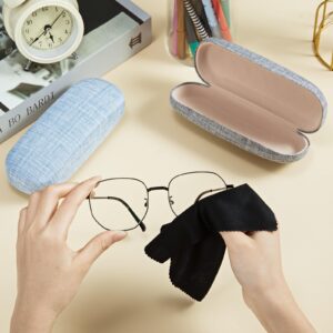 Chumia 12 Pcs Hard Shell Eye Glasses Cases Multi Unisex Glasses Case Back to School Supplies Linen Fabrics Eyeglasses Case Sunglasses Portable Glasses Protector with Eyeglass Cloth for Men Women