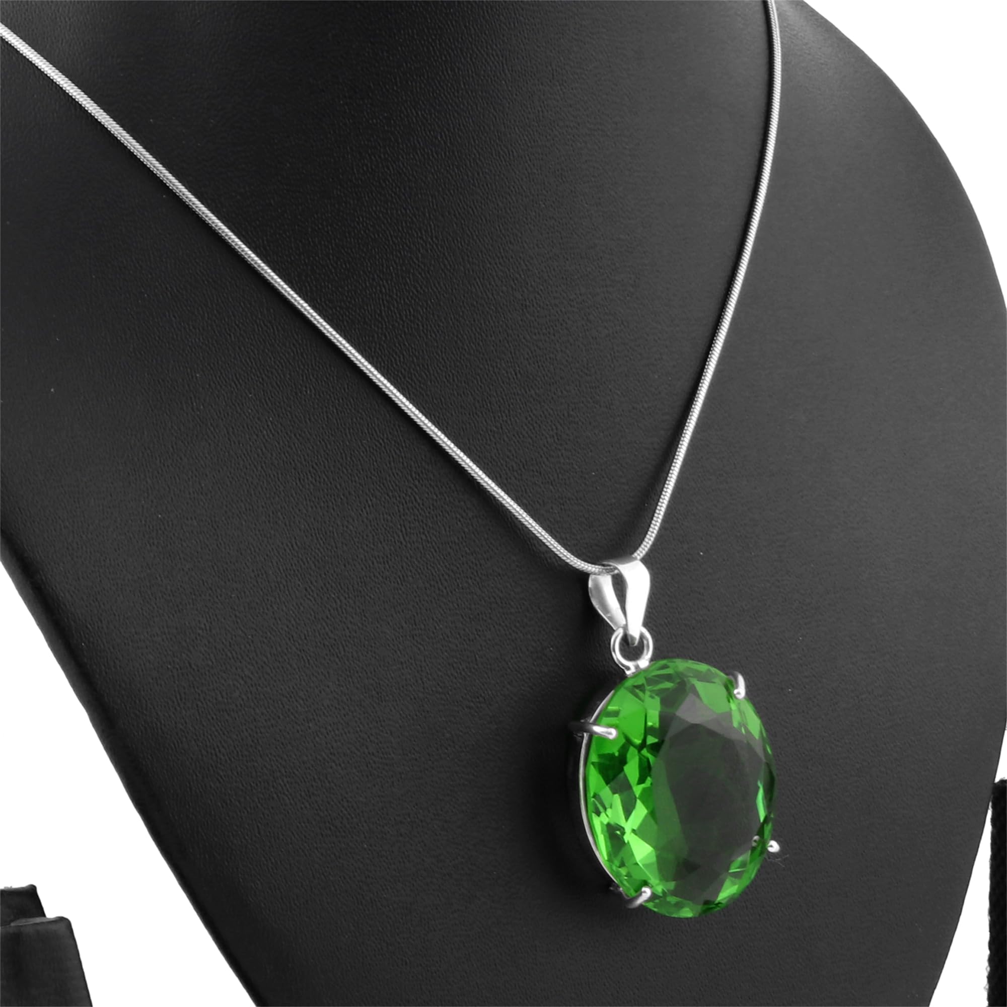 GEMHUB Loose Gemstones For Necklace 100.00 Carats. Green Amethyst Oval Cut Sterling Silver Gemstone Pendant With Chain, Healing Pendant, Mothers Day Special