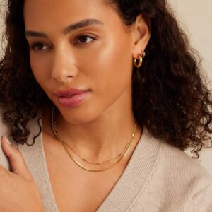 8YEARS Chunky Gold Hoop Earring for Women, 18K Gold Plated Lightweight Thick Gold Hoops Earrings, Hypoallergenic Gold Hoops Trendy Jewelry for Gift (Gold-20mm)