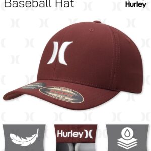 Hurley Men's H20 Dri One & Only Flexfit Baseball Cap, Size Large-X-Large, Burgundy