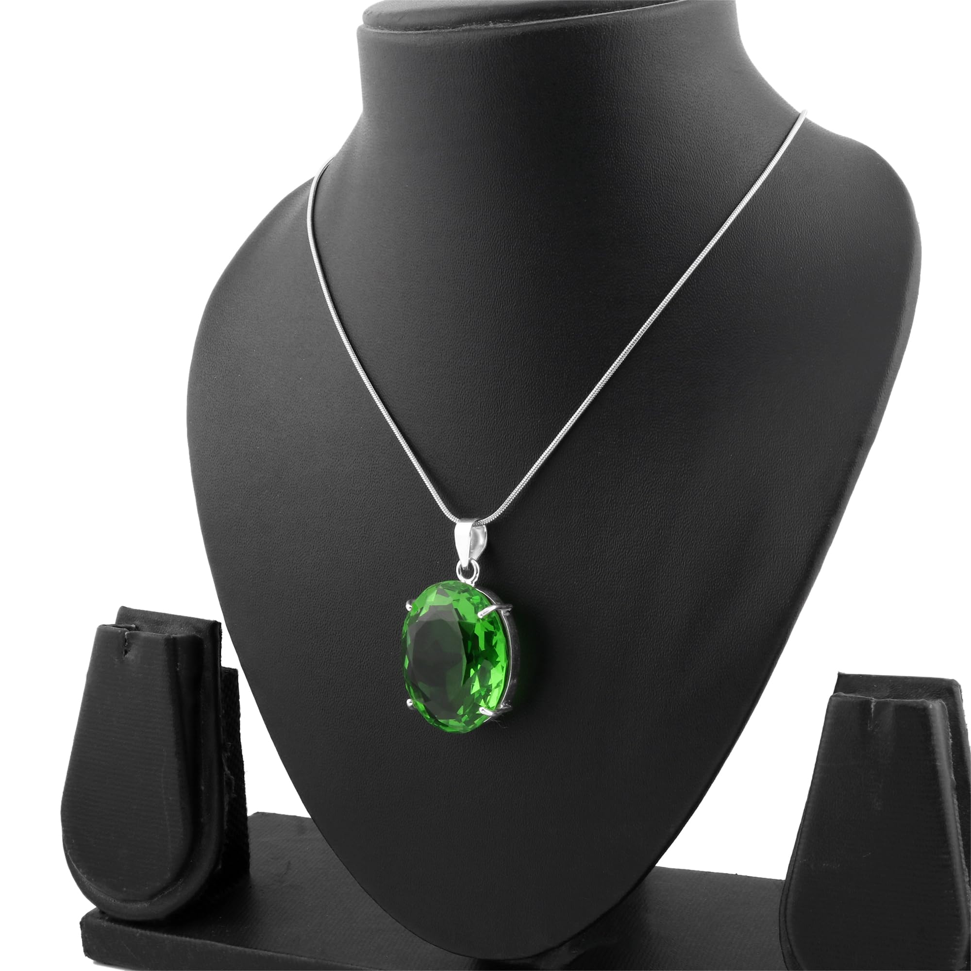 GEMHUB Loose Gemstones For Necklace 100.00 Carats. Green Amethyst Oval Cut Sterling Silver Gemstone Pendant With Chain, Healing Pendant, Mothers Day Special