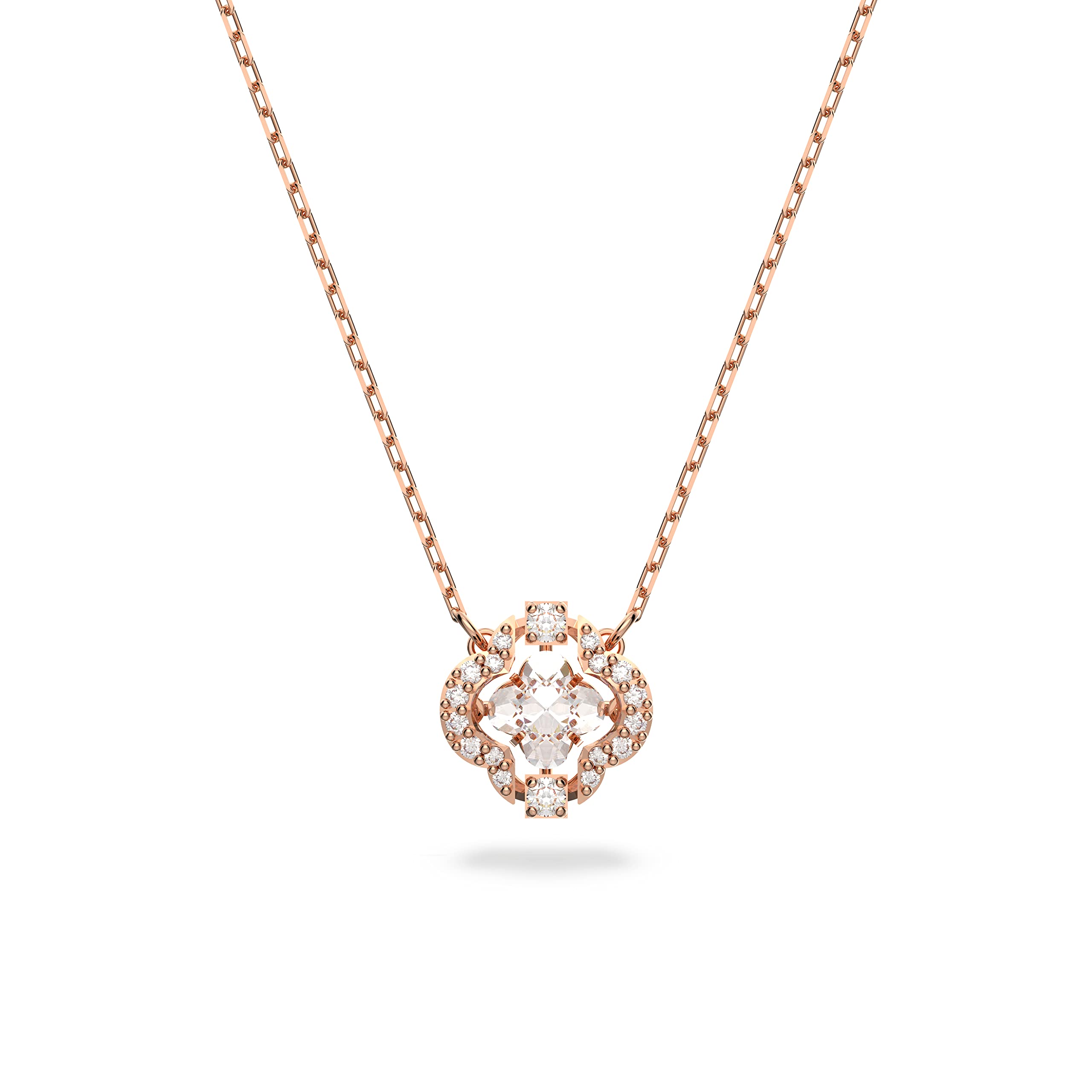 SWAROVSKI Sparkling Dance necklace, White, Rose gold-tone plated