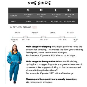 Selk'bag Lite Wearable Sleeping Bag - Outdoor and Indoor Sleeping Bags for Camping, Hiking, Backpacking - Lightweight Sleeping Bag Suit - Temp Rating 48-55 Degrees F - Teal Sunlight - Blue - Large