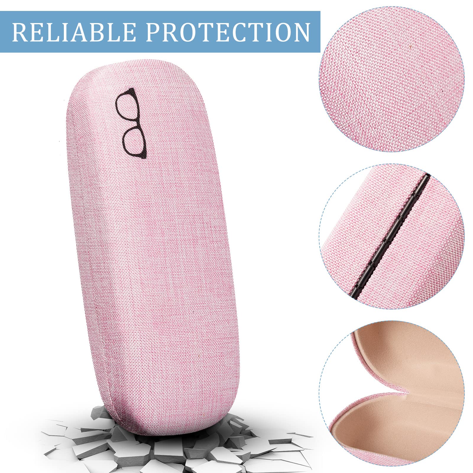 Chumia 12 Pcs Hard Shell Eye Glasses Cases Multi Unisex Glasses Case Back to School Supplies Linen Fabrics Eyeglasses Case Sunglasses Portable Glasses Protector with Eyeglass Cloth for Men Women