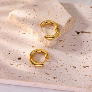 8YEARS Chunky Gold Hoop Earring for Women, 18K Gold Plated Lightweight Thick Gold Hoops Earrings, Hypoallergenic Gold Hoops Trendy Jewelry for Gift (Gold-20mm)