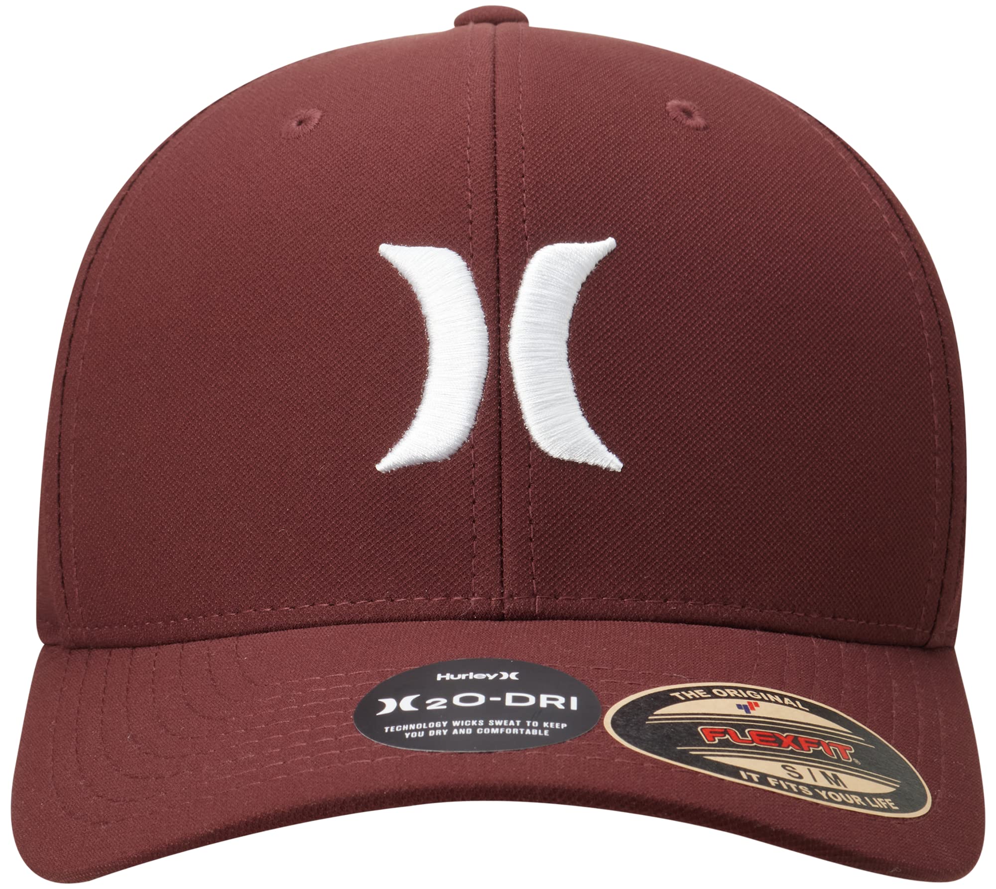 Hurley Men's H20 Dri One & Only Flexfit Baseball Cap, Size Large-X-Large, Burgundy