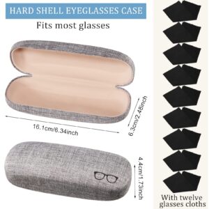 Chumia 12 Pcs Hard Shell Eye Glasses Cases Multi Unisex Glasses Case Back to School Supplies Linen Fabrics Eyeglasses Case Sunglasses Portable Glasses Protector with Eyeglass Cloth for Men Women