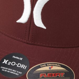 Hurley Men's H20 Dri One & Only Flexfit Baseball Cap, Size Large-X-Large, Burgundy