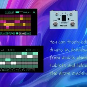 Playwell Drum Machine Looper with Tuner - 11 Minutes Looper 30 Drums - Link app to customize, edit and share drum codes - two kinds of power supply - Headphone Jack，digital display，LED indicator