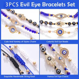 BONITTER Evil Eye Bracelets Mexican Handmand String Kabbalah Mal de ojo Protection Bracelets Gift For Women Men