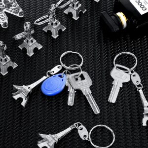 Inbagi 50 Pieces Eiffel Tower Keyring Paris Eiffel Tower Keychains Silver Retro French Souvenirs Keychains Eiffel Tower Keychain Bulk for Home Jewelry Birthday Table Graduation Thank You Gifts