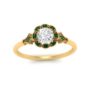 Birthday Gifts for 14 Year Old Friend Birthday Gifts Cocktail Rings for Women Jewelry Wedding Dress Matching Ring Diamond Ring Yellow Gold Plated Created Emerald Cushion Shape Size 9