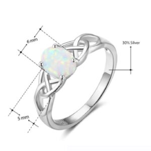 HUKQBUNX 925 Sterling Silver Oval Moonstone Celtic Trinity Diamond Inlaid Women's Personalized gem Ring Size 6-10 (Size 10)