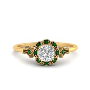 Birthday Gifts for 14 Year Old Friend Birthday Gifts Cocktail Rings for Women Jewelry Wedding Dress Matching Ring Diamond Ring Yellow Gold Plated Created Emerald Cushion Shape Size 9