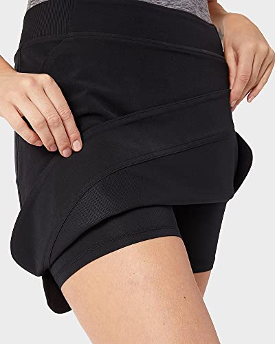 32 Degrees Cool Women's Stretch Woven Skort | Slip-On | Elastic Waistband | Office | Tennis | Golf, Black, XX-Large